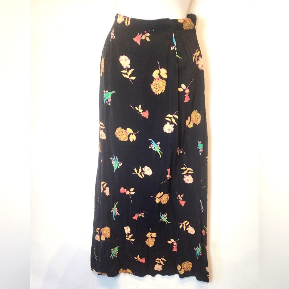Vintage 90s Floral Maxi Skirt Cottagecore‎ Boho Long Skirt Size M